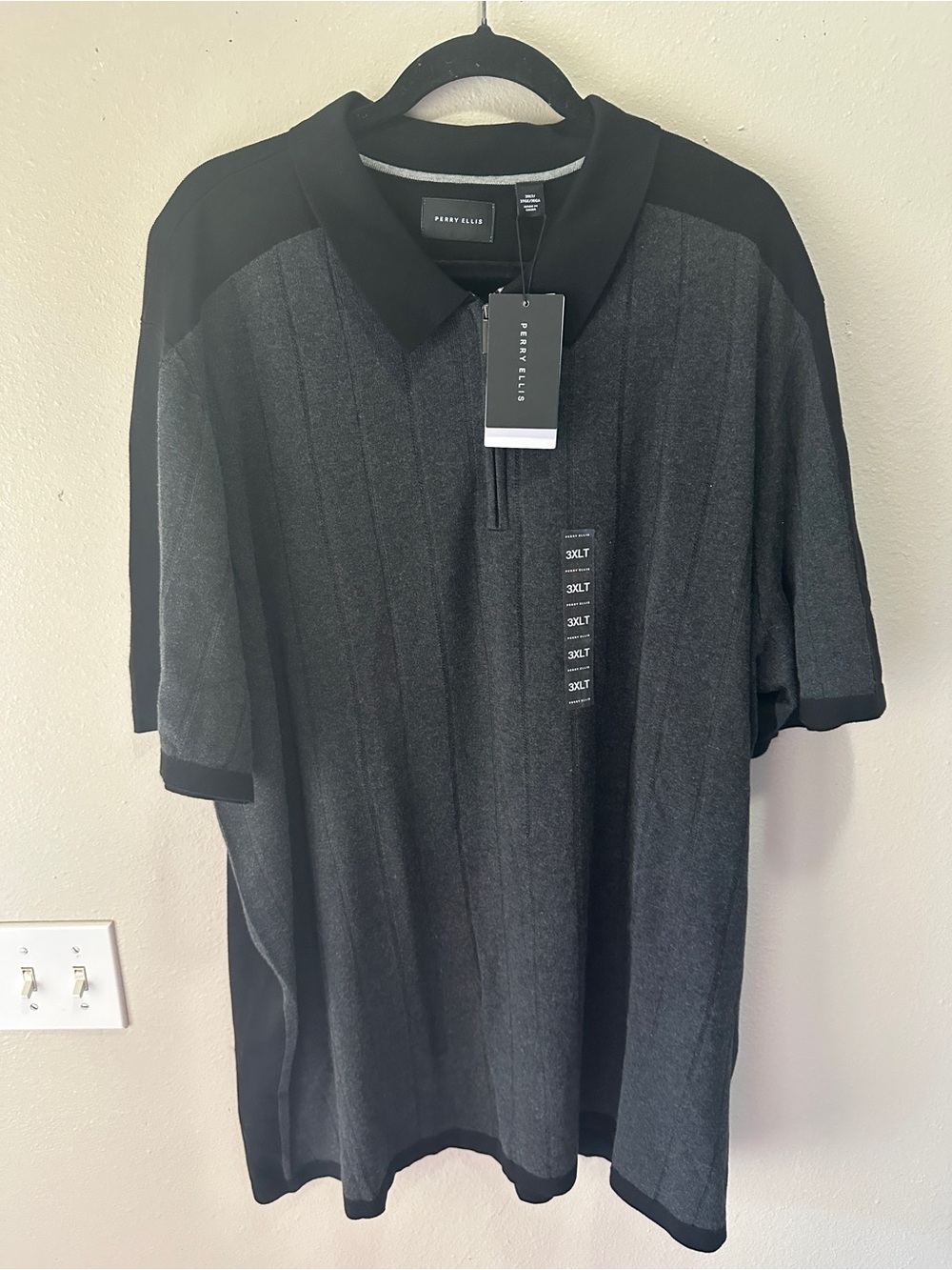 Perry Ellis Men's Charcoal and Black Polo